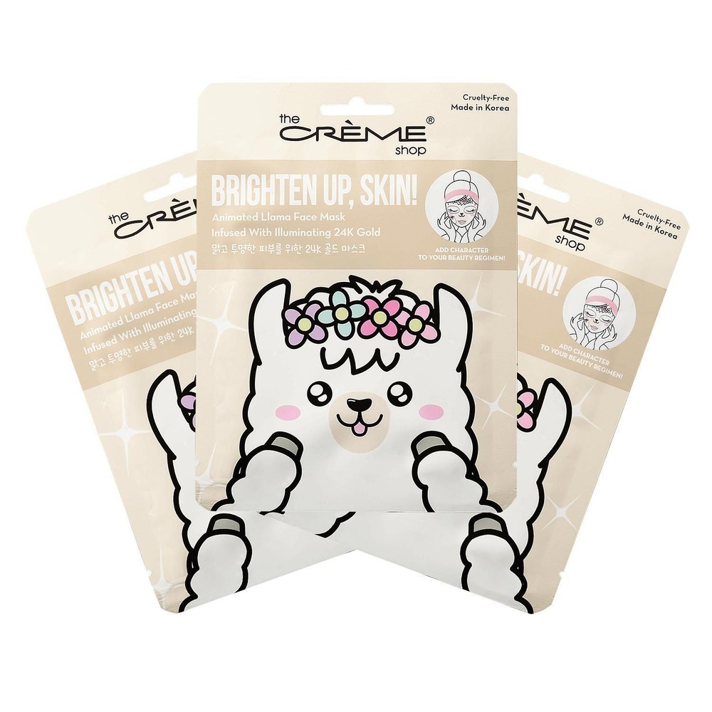 6-Pack The Creme Shop (MSRP $24) | Brighten Up, Skin Animated Llama Face Mask